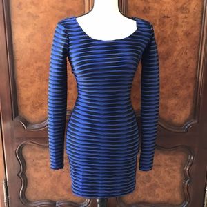 Arden B Blue & Black Dress with Keyhole Cage Black